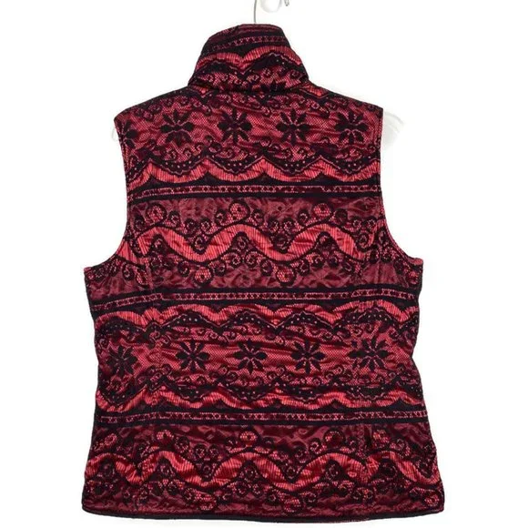 Women's Red Patterned Vest - Picture 5 of 8
